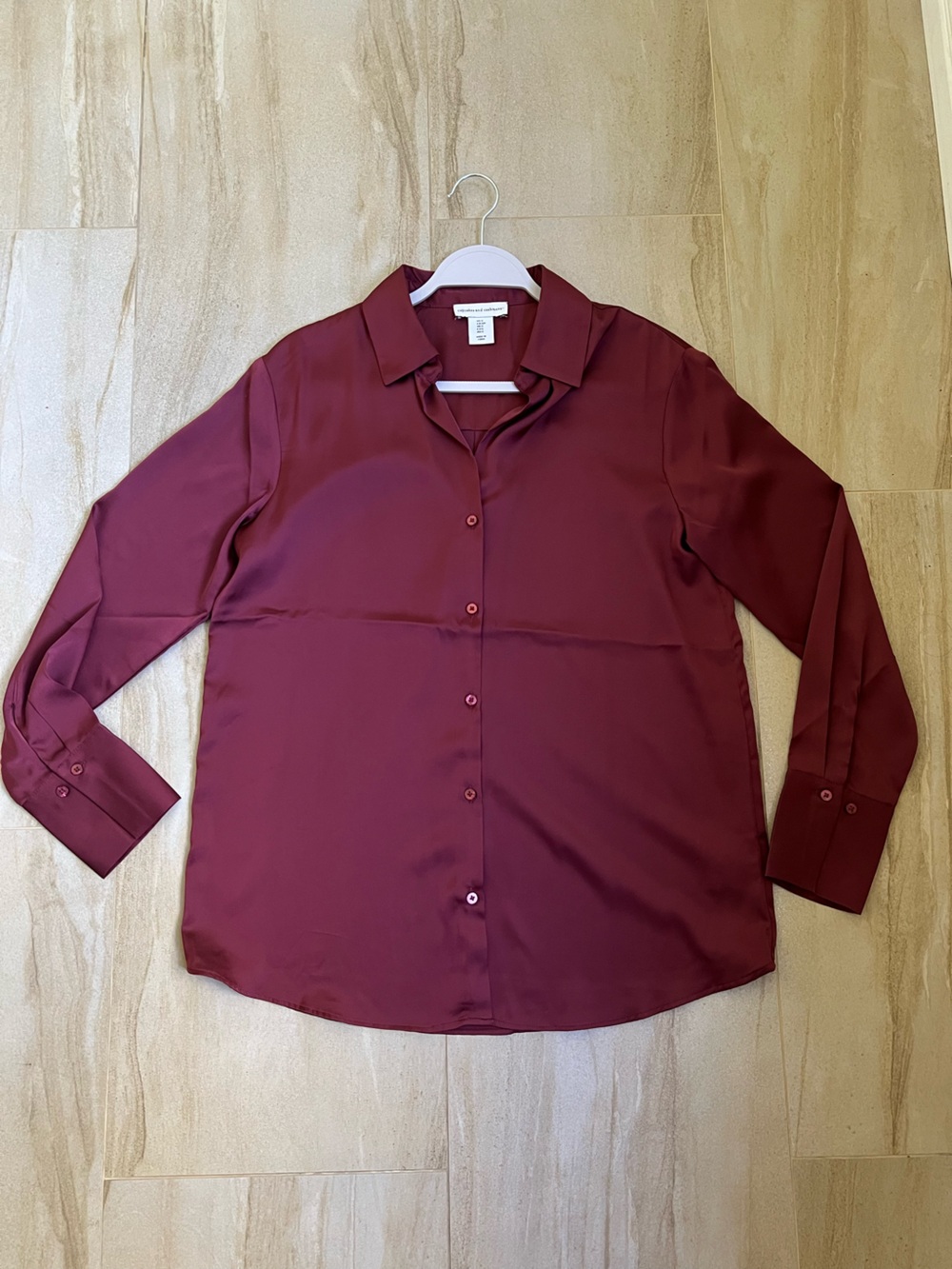 Satin Wine Button-Down Shirt - Picture 3 of 8